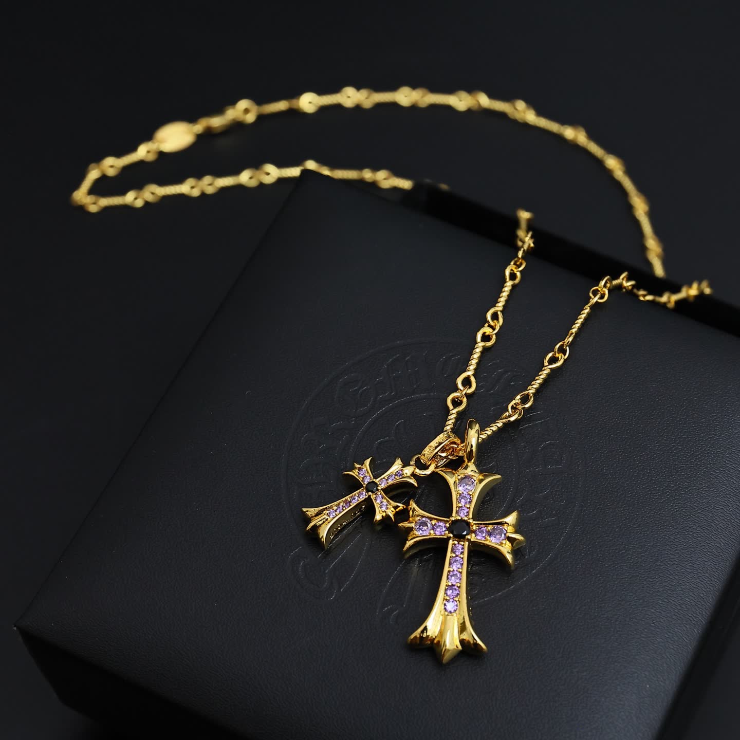 Chrome Hearts Silver and Gold Cross Pendant Necklace